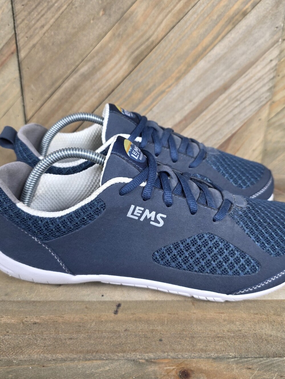 Lems Primal 2 Mens Athletic Outdoor Minimalist Barefoot Shoes Size 9 Navy Blue